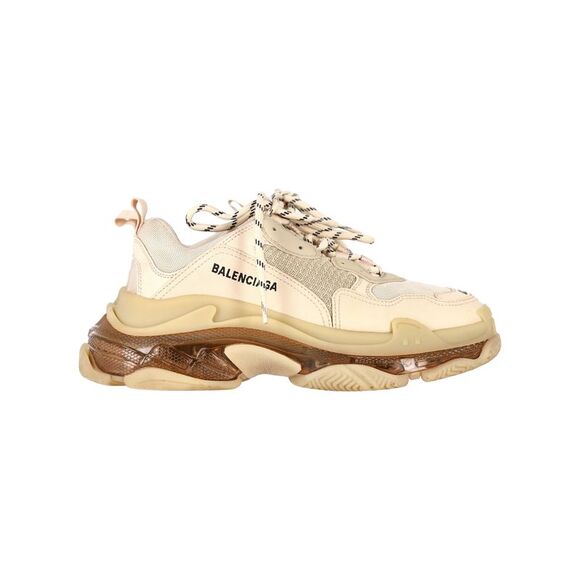 Balenciaga Triple S Clear Sole Sneakers in Cream Polyurethane - Picture 1 of 10